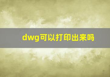 dwg可以打印出来吗