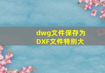 dwg文件保存为DXF文件特别大