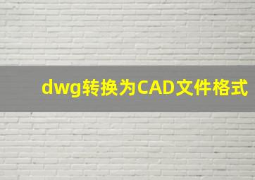 dwg转换为CAD文件格式