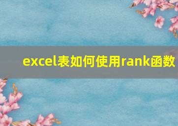 excel表如何使用rank函数