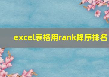 excel表格用rank降序排名