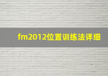 fm2012位置训练法详细