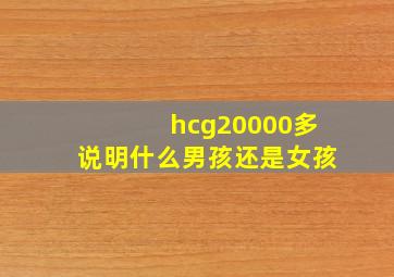 hcg20000多说明什么男孩还是女孩