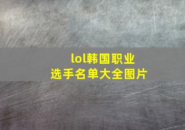 lol韩国职业选手名单大全图片