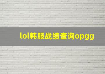 lol韩服战绩查询opgg