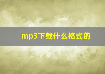 mp3下载什么格式的