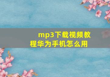 mp3下载视频教程华为手机怎么用