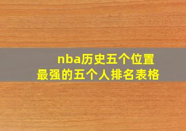 nba历史五个位置最强的五个人排名表格