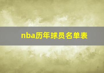 nba历年球员名单表