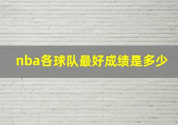 nba各球队最好成绩是多少