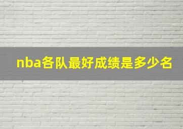 nba各队最好成绩是多少名