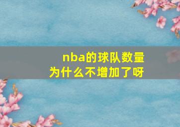 nba的球队数量为什么不增加了呀