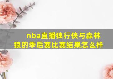 nba直播独行侠与森林狼的季后赛比赛结果怎么样