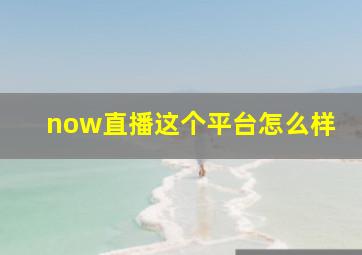 now直播这个平台怎么样