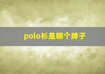 polo衫是哪个牌子