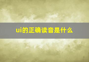 ui的正确读音是什么