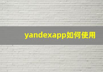 yandexapp如何使用