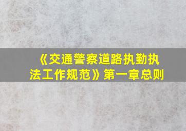 《交通警察道路执勤执法工作规范》第一章总则