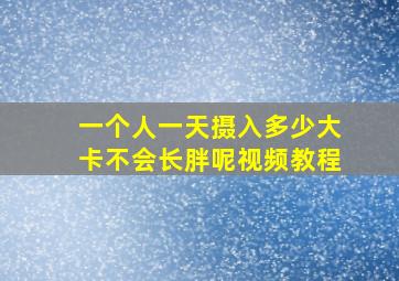 一个人一天摄入多少大卡不会长胖呢视频教程