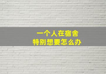 一个人在宿舍特别想要怎么办