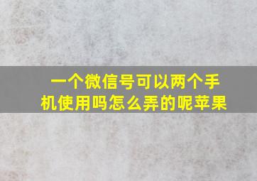 一个微信号可以两个手机使用吗怎么弄的呢苹果