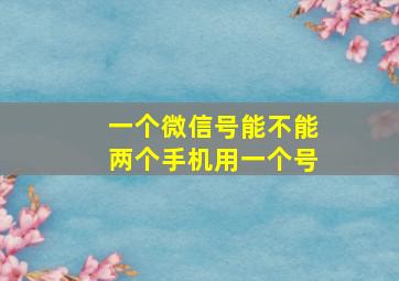 一个微信号能不能两个手机用一个号