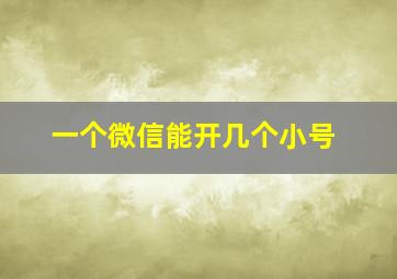 一个微信能开几个小号