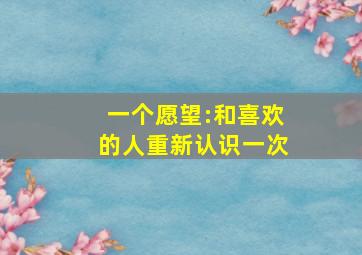 一个愿望:和喜欢的人重新认识一次