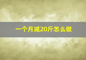 一个月减20斤怎么做