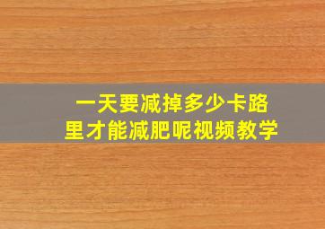 一天要减掉多少卡路里才能减肥呢视频教学