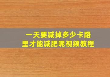 一天要减掉多少卡路里才能减肥呢视频教程