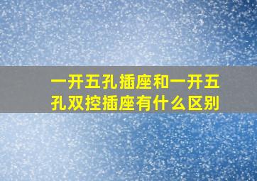 一开五孔插座和一开五孔双控插座有什么区别