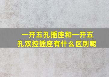 一开五孔插座和一开五孔双控插座有什么区别呢