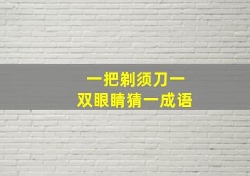 一把剃须刀一双眼睛猜一成语