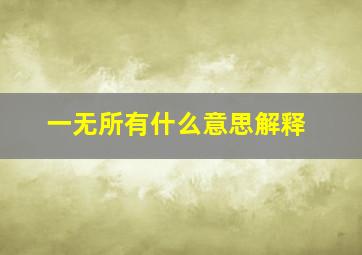 一无所有什么意思解释