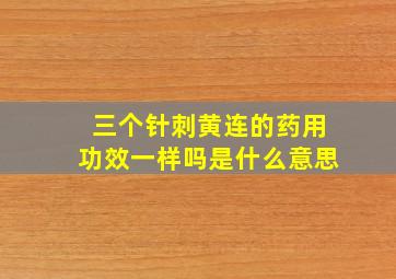 三个针刺黄连的药用功效一样吗是什么意思