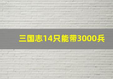 三国志14只能带3000兵