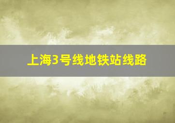 上海3号线地铁站线路