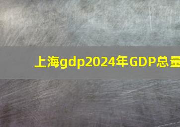 上海gdp2024年GDP总量