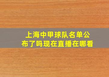 上海中甲球队名单公布了吗现在直播在哪看