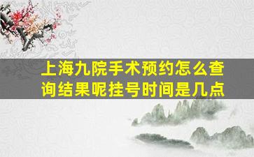 上海九院手术预约怎么查询结果呢挂号时间是几点