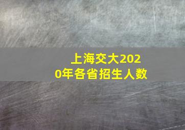 上海交大2020年各省招生人数