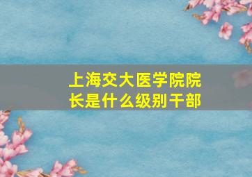 上海交大医学院院长是什么级别干部