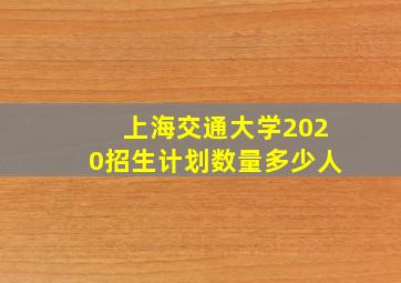 上海交通大学2020招生计划数量多少人