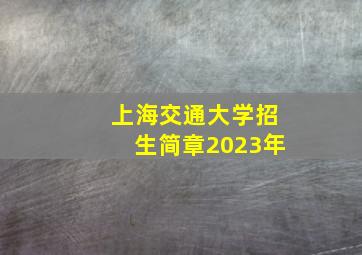 上海交通大学招生简章2023年