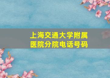 上海交通大学附属医院分院电话号码