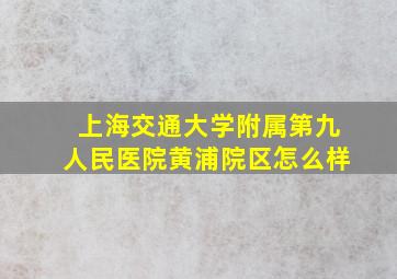 上海交通大学附属第九人民医院黄浦院区怎么样