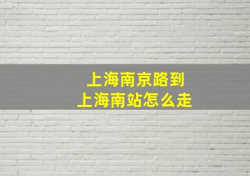 上海南京路到上海南站怎么走