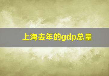 上海去年的gdp总量