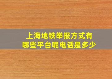 上海地铁举报方式有哪些平台呢电话是多少